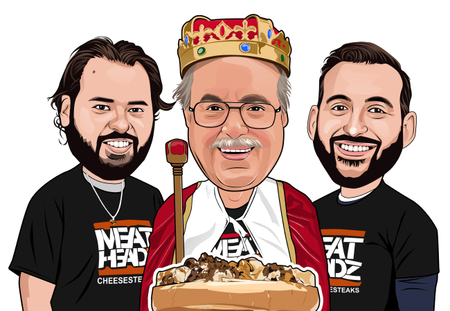 Richard, Joe, and Jeff with Cheesesteak Caricatures